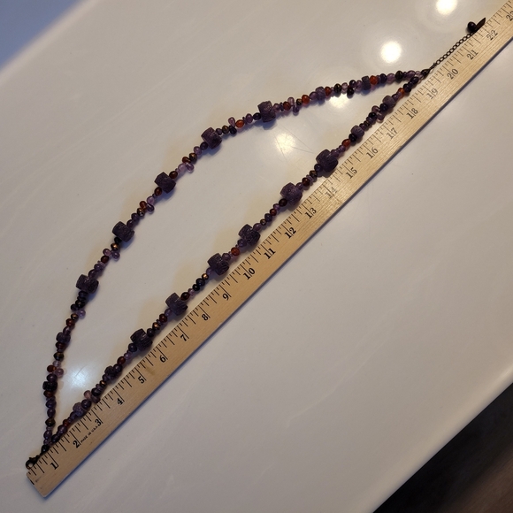 COLDWATER CREEK Ornate Etched Purple, Red, & Copper Bi-strand Beaded Necklace - Picture 10 of 14